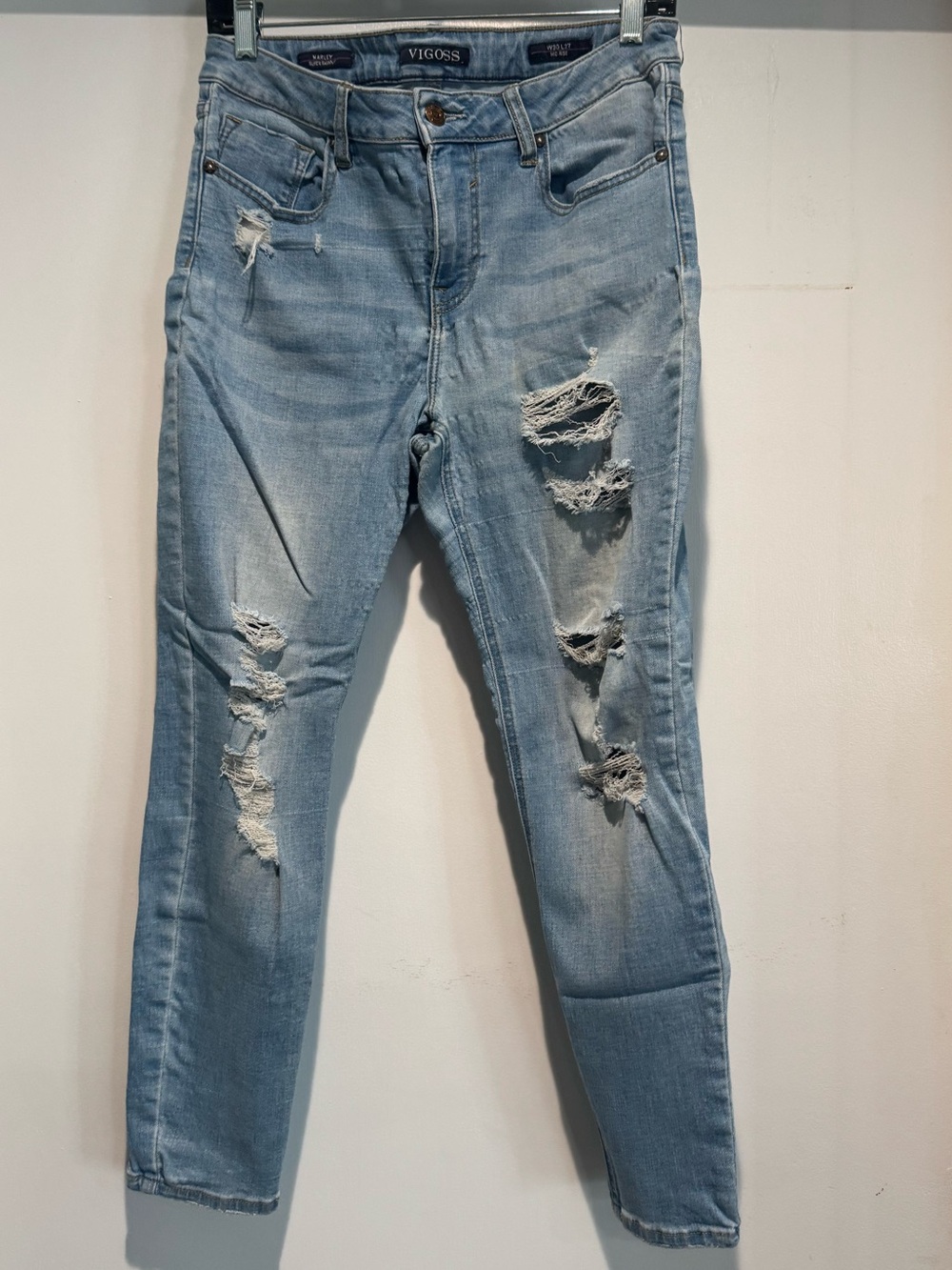 Vigoss Jeans Womens 30x27 Marley super Skinny Blue Distressed Rock Grunge Fade